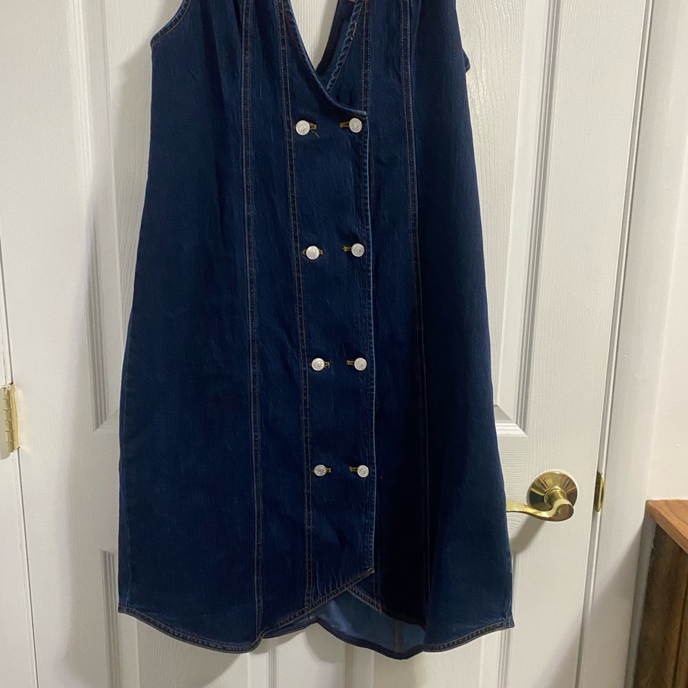 Pilcro Anthropologie Dark Wash Denim Vest Midi Dress Size 14 - Picture 4 of 10